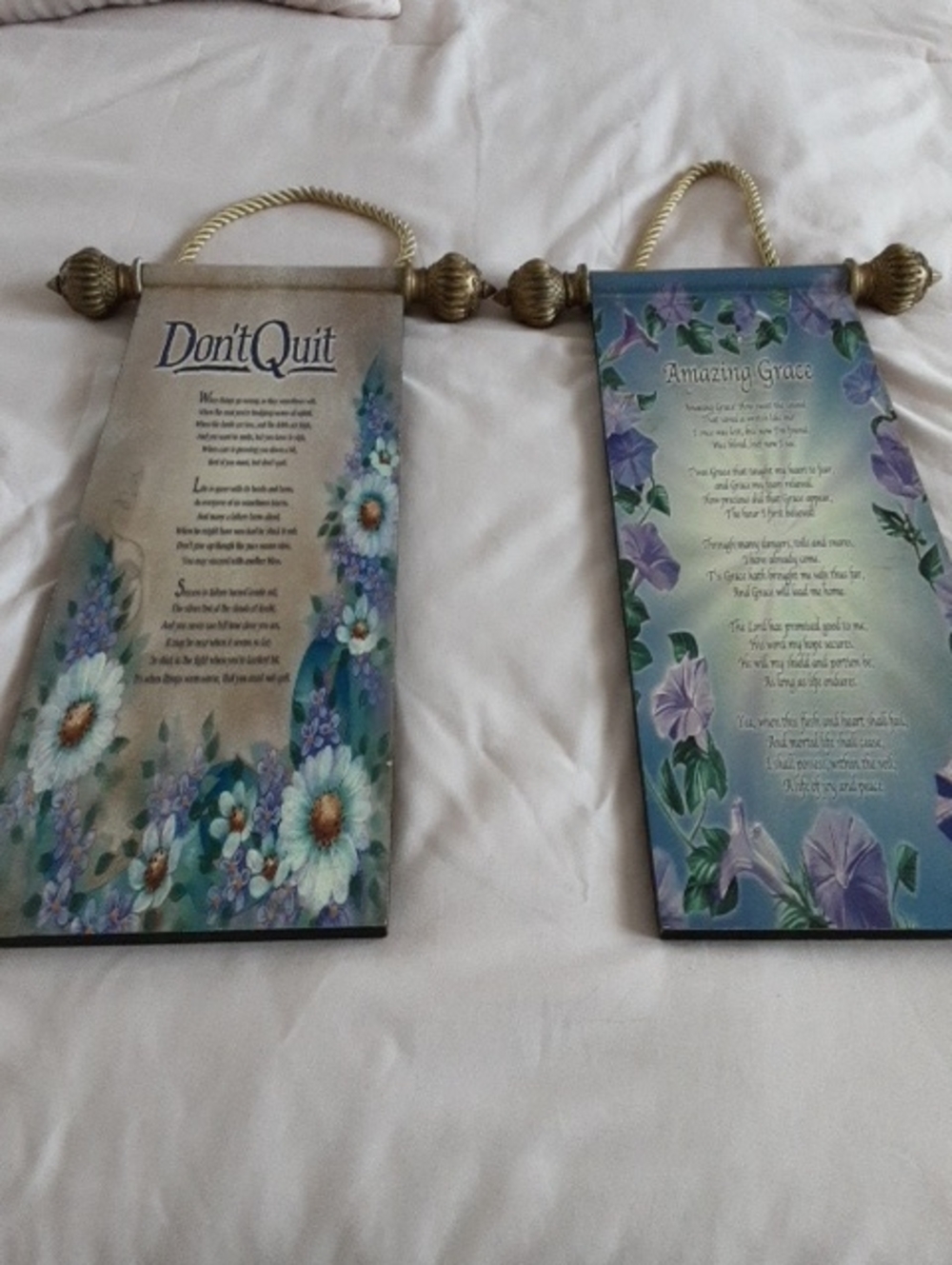 Set Of Two Inpirational Poem Wall Plaques Don't Quit & Amazing Grace .